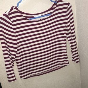 Maroon and white striped cropped top